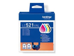 Brother LC521 Value Pack - 4-balení - cerná, žlutá, azurová, purpurová - originální - závesný box - inkoustová cartridge - pro Brother DCP-J1260W, DCP-J1310DW