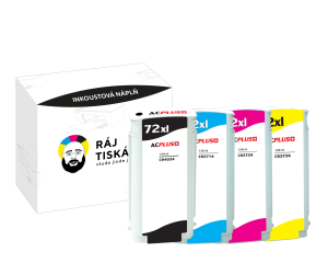 Náplň AC Plus No.72XL, C9403A,C9371, C9372A, C9373A, CMYK multipack alternativních náplní AC Plus pro tiskárny HP (4x130 ml)