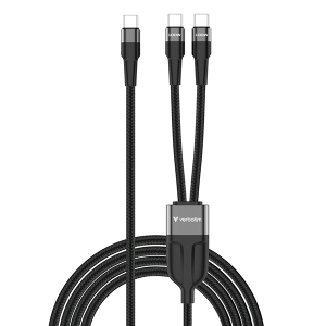 Verbatim USB-C kabel samec USB-C to Dual USB-C - 100W, 1,5m, černý, box, 30279