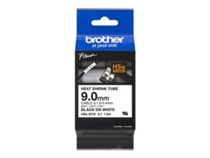 Brother HSe-221E - Černá na bílé - Roll (0.9 cm x 1.5 m) 1 kazeta/y závěsný box - páska pro tepelně smrštitelnou trubici - pro P-Touch PT-D800W, PT-E300, PT-E300VP, PT-E550WVP, PT-P700, PT-P750W, PT-P900W, PT-P950NW
