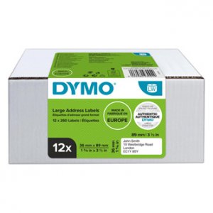 Dymo papírové štítky 89mm x 36mm, bílé, velké, 12 x 260 ks, 2093093