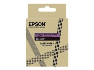 Epson LabelWorks LK-4UBP - Černá na fialkové - Role (1,2 cm x 8 m) 1 kazeta/y závěsný box - pásková kazeta - pro LabelWorks LW-C410, LW-C610